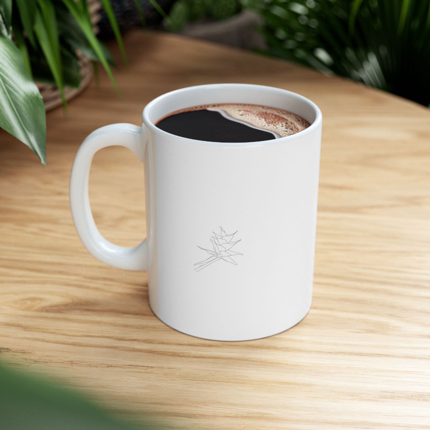 Bromeliad Icon Drawing Ceramic Mug, (11oz)