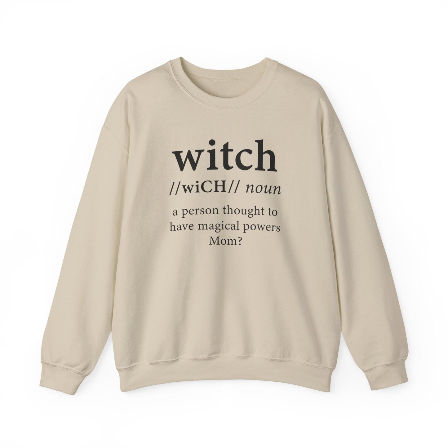Witch...Mom? in White, Unisex Heavy Blend™ Crewneck Sweatshirt