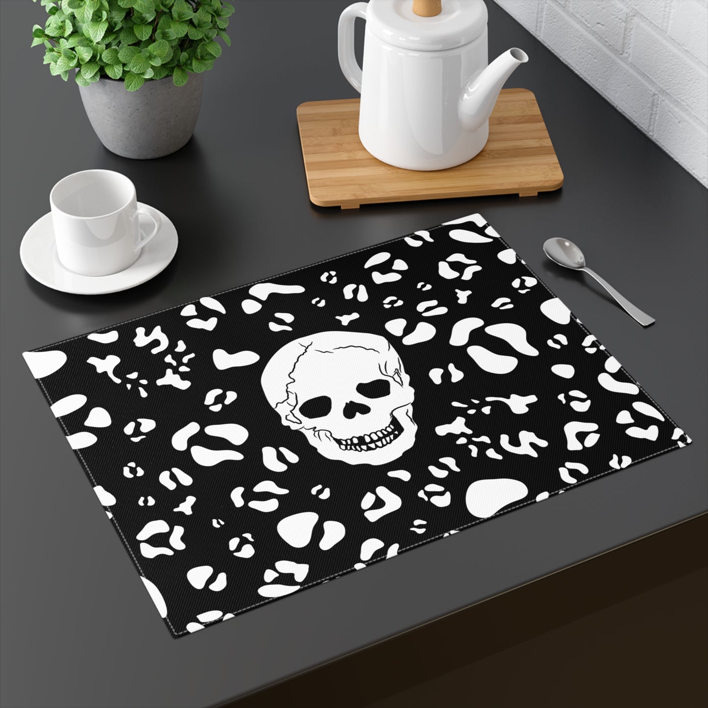 Placemat, Skull Alocasia Plant Pattern Art