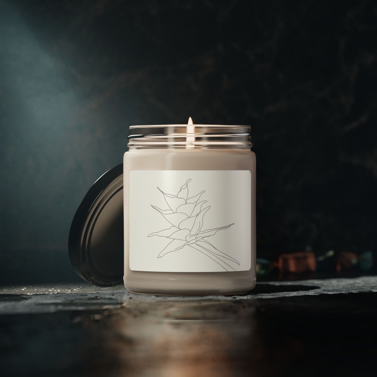 White Soy Candle, 9oz, PR Bromeliad Flower