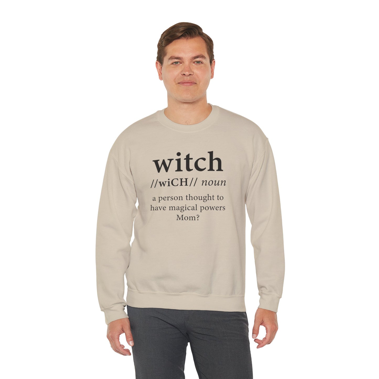 Witch...Mom? in White, Unisex Heavy Blend™ Crewneck Sweatshirt