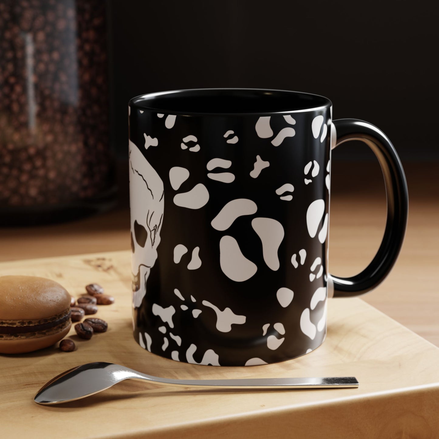 Mug - Fall Skull Alocasia Plant Pattern Hand Drawn Design