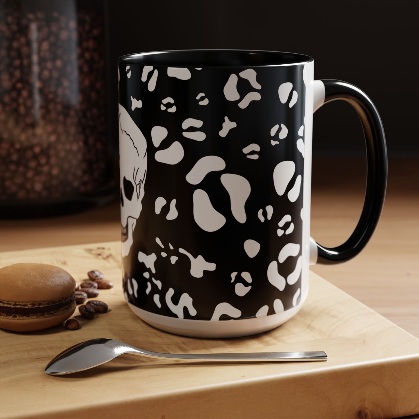 Mug - Fall Skull Alocasia Plant Pattern Hand Drawn Design