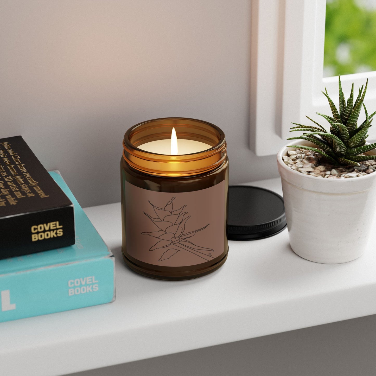 Non-toxic Scented Candle, Puerto Rico Bromeliad Botanical Art