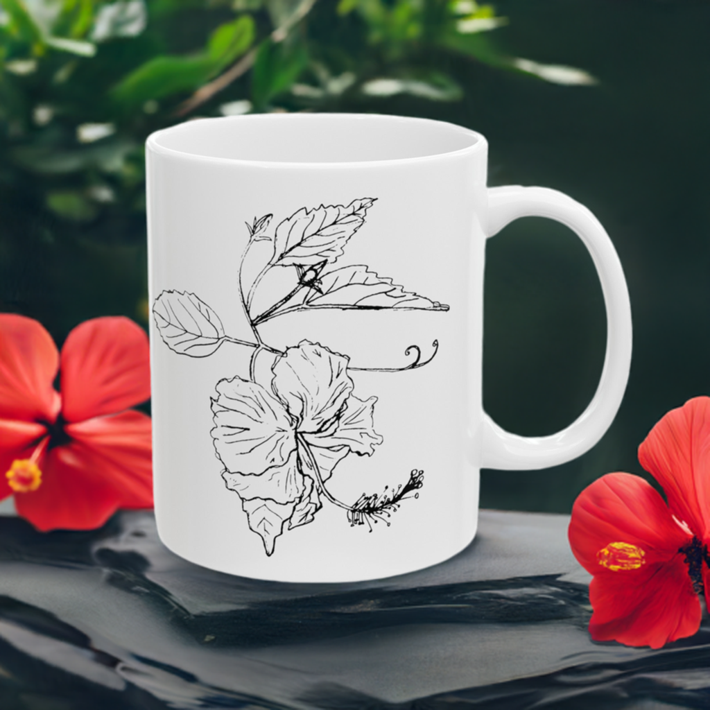 Botanical Sketch Ceramic Mug, Flor De Maga (11oz)