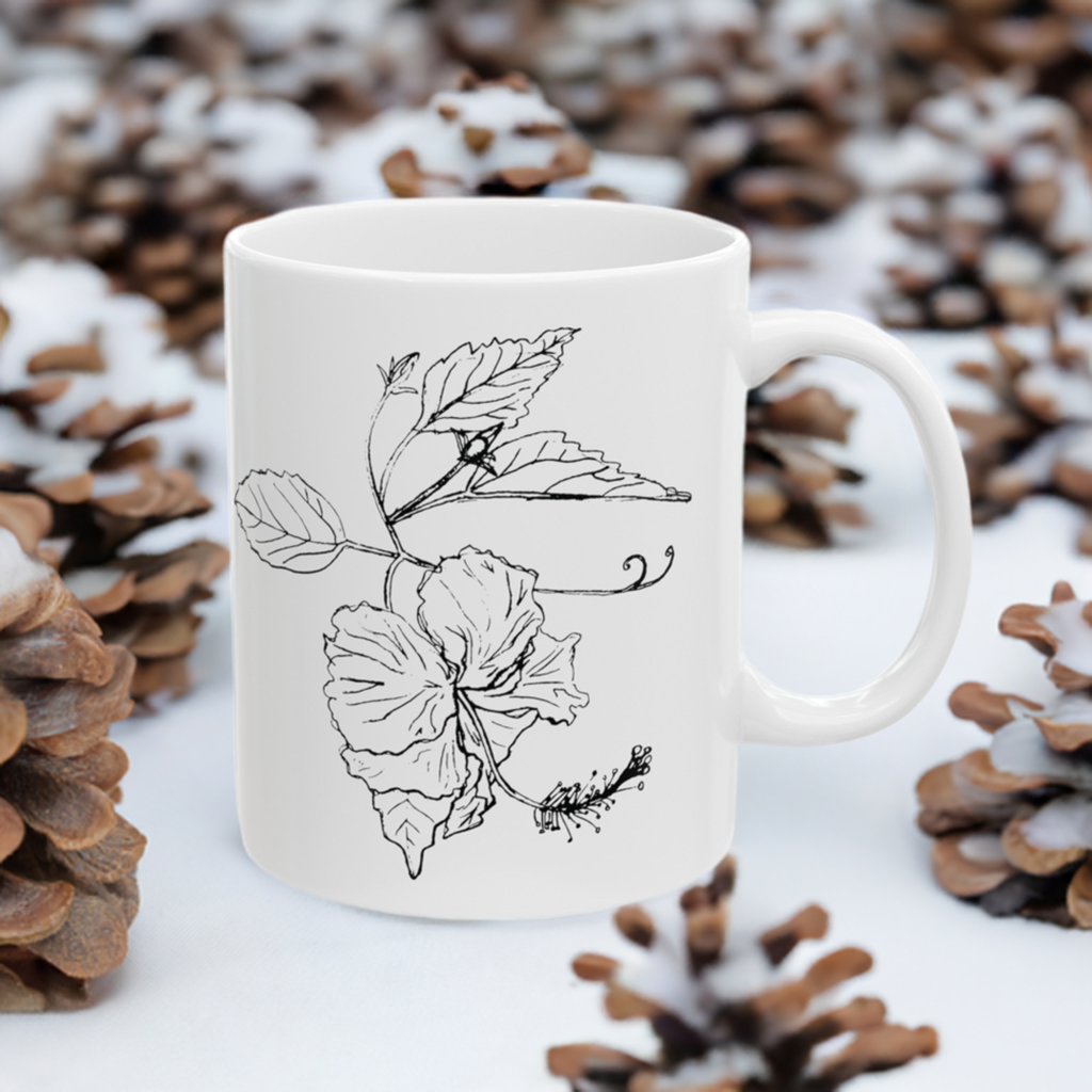 Botanical Sketch Ceramic Mug, Flor De Maga (11oz)