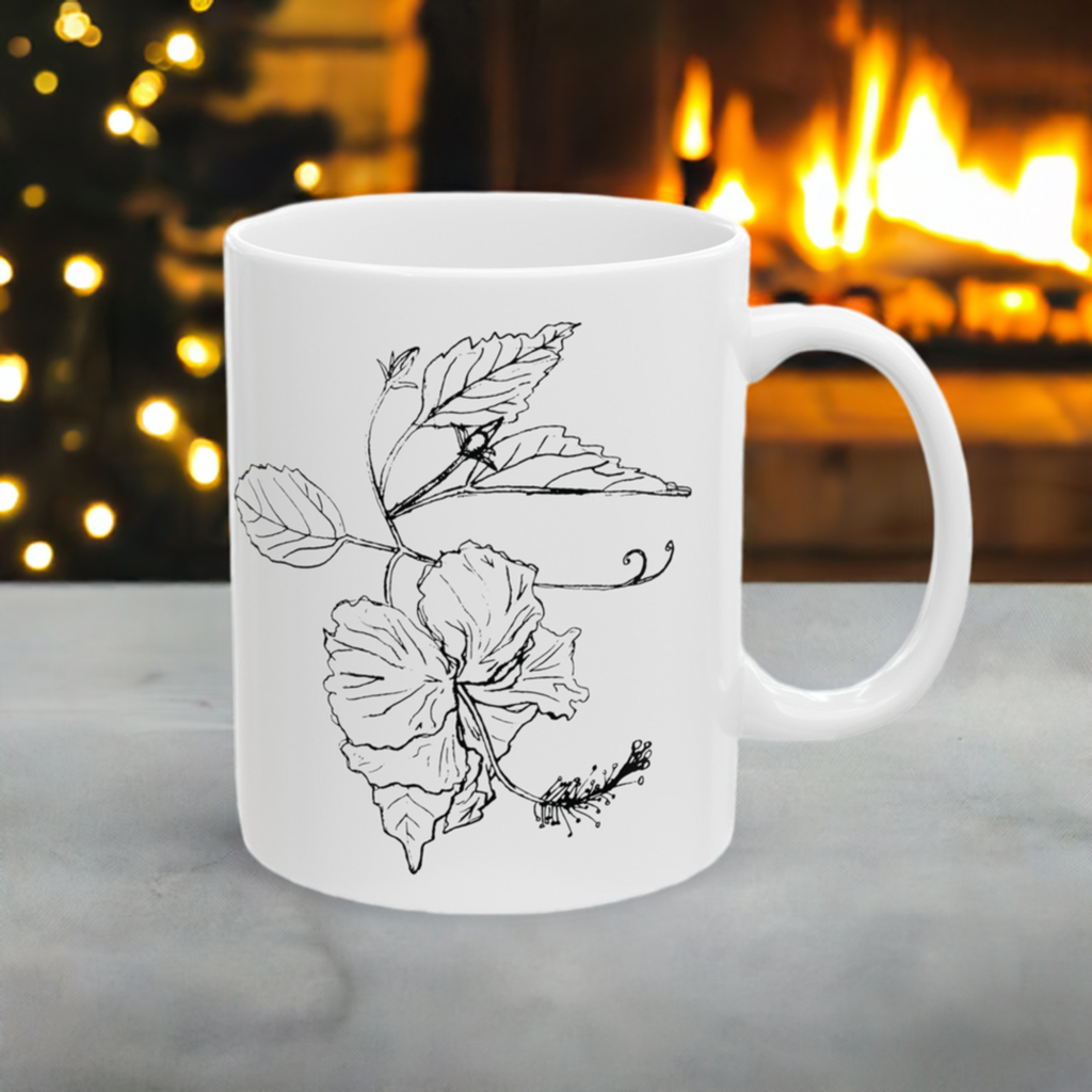 Botanical Sketch Ceramic Mug, Flor De Maga (11oz)