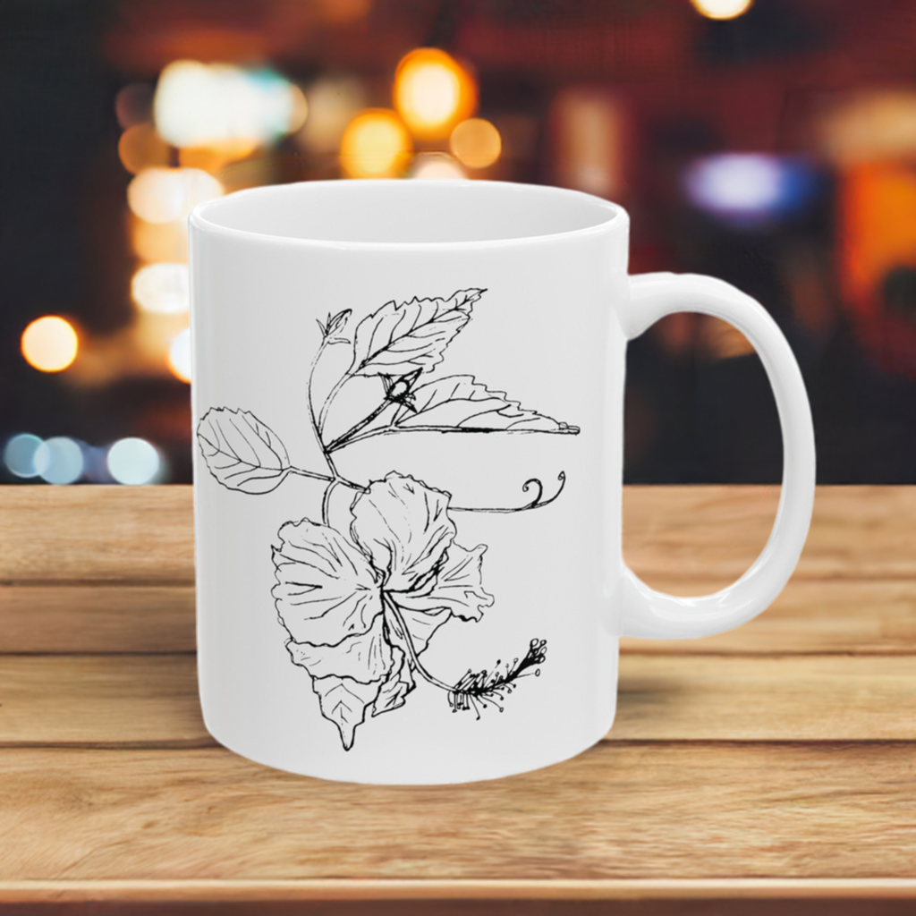 Botanical Sketch Ceramic Mug, Flor De Maga (11oz)