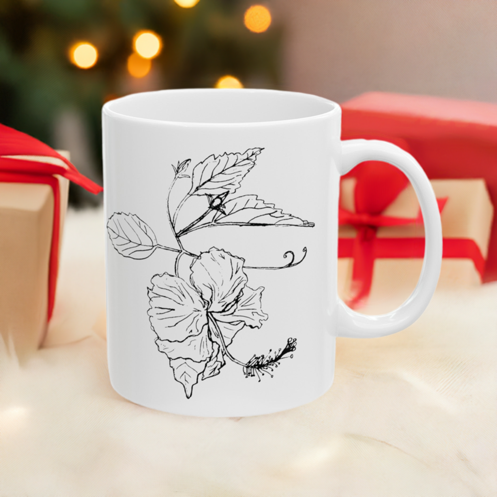 Botanical Sketch Ceramic Mug, Flor De Maga (11oz)