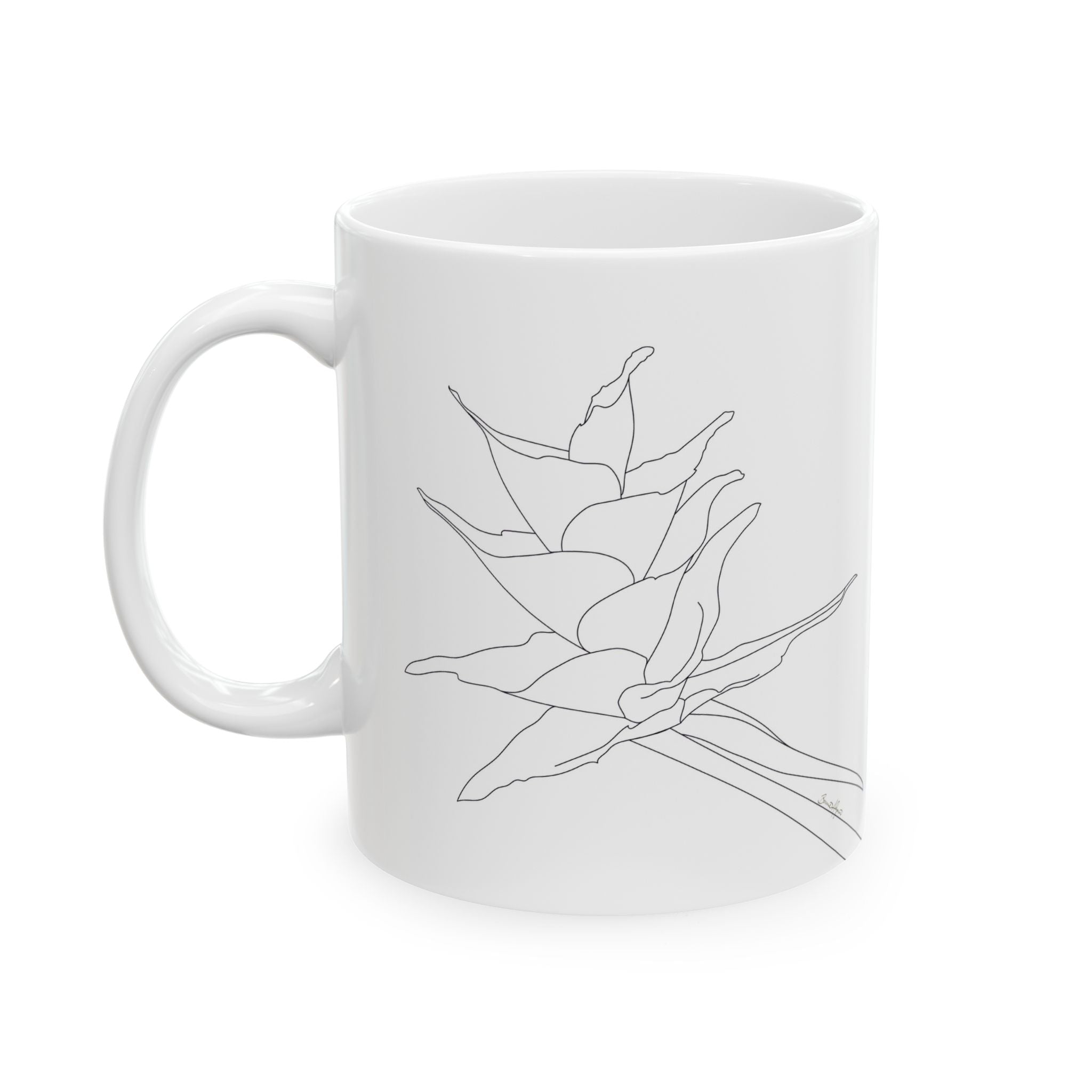 Botanical Drawing Bromeliad Ceramic Mug, (11oz)