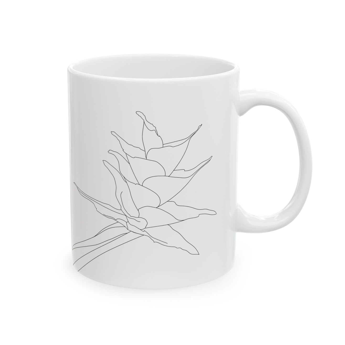 Botanical Drawing Bromeliad Ceramic Mug, (11oz)