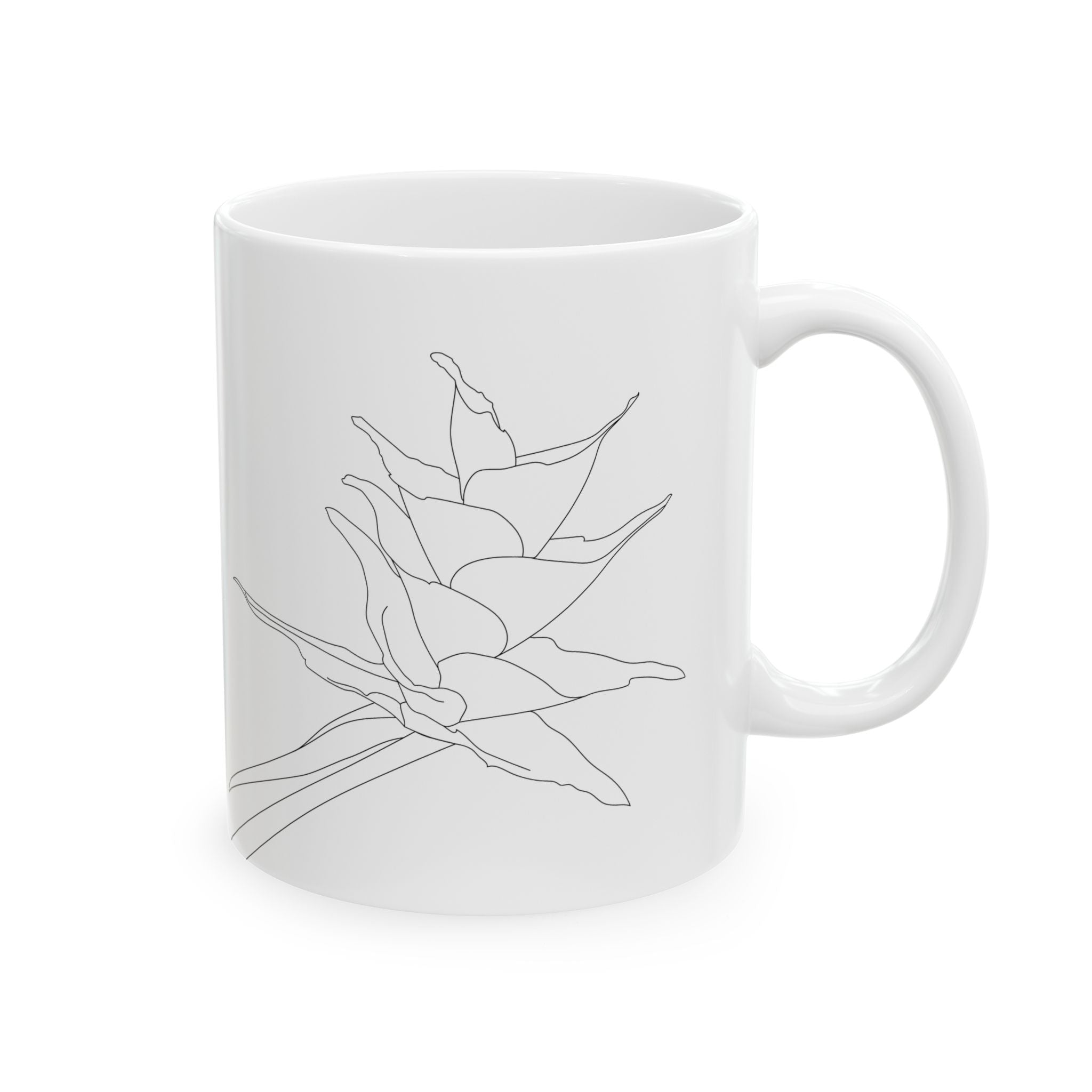 Botanical Drawing Bromeliad Ceramic Mug, (11oz)