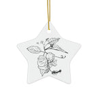 Island Holiday Ceramic Ornament, featuring Puerto Rico's Flower, in 4 Shapes
