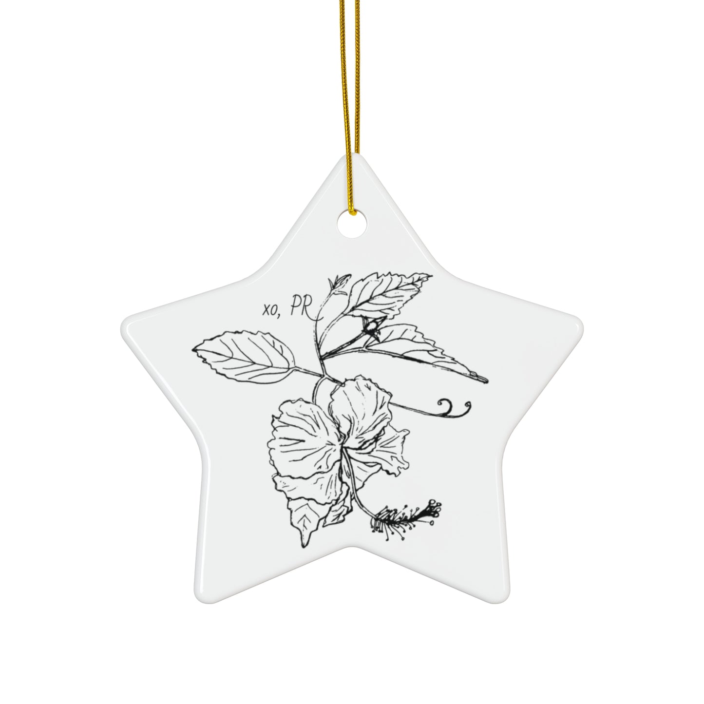 Island Holiday Ceramic Ornament, featuring Puerto Rico's Flower, in 4 Shapes