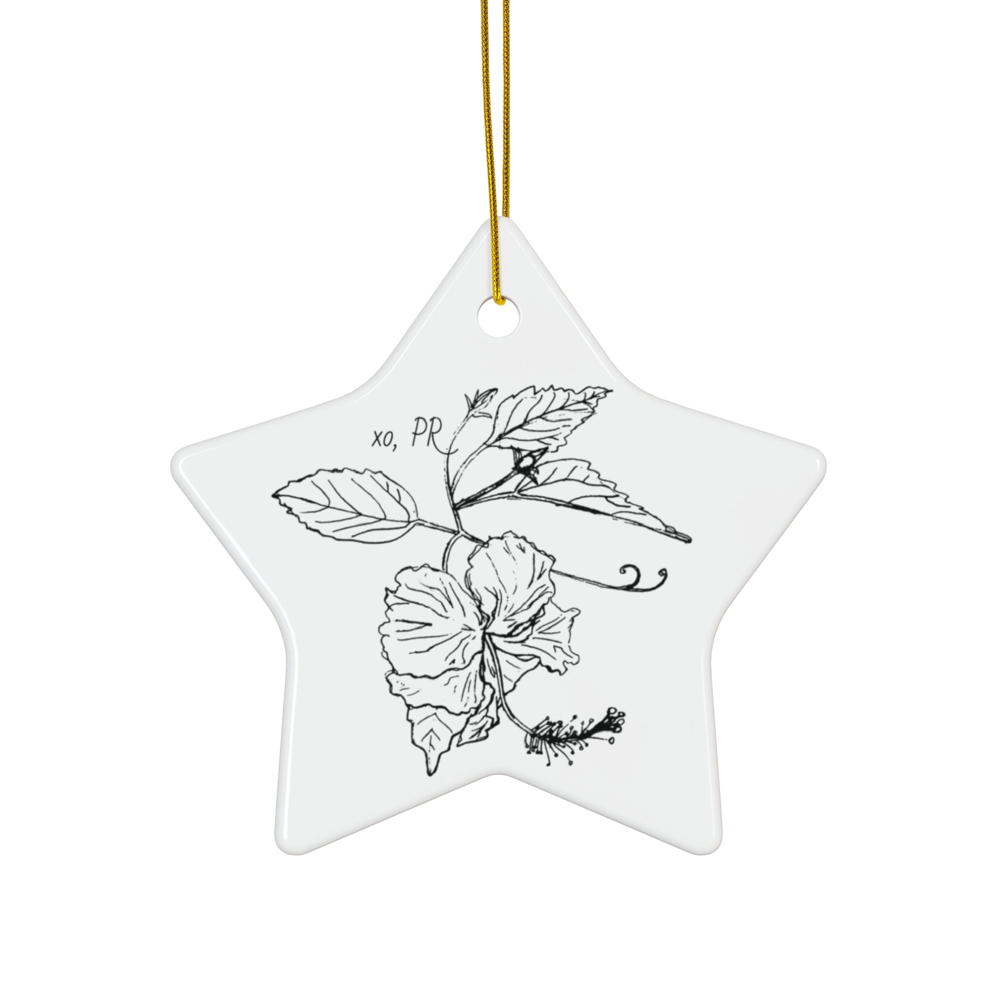 Island Holiday Ceramic Ornament, featuring Puerto Rico's Flower, in 4 Shapes