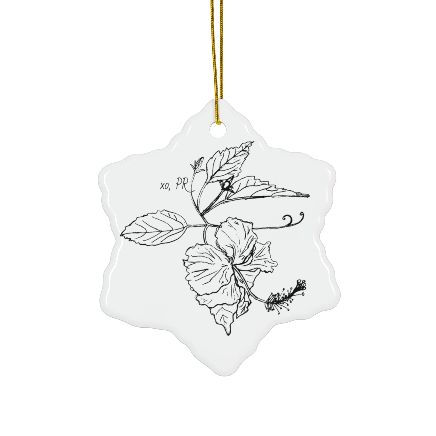 Island Holiday Ceramic Ornament, featuring Puerto Rico's Flower, in 4 Shapes