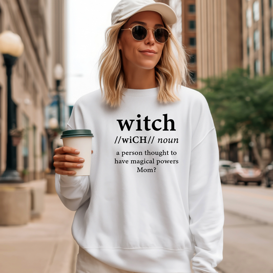 Witch...Mom? in White, Unisex Heavy Blend™ Crewneck Sweatshirt