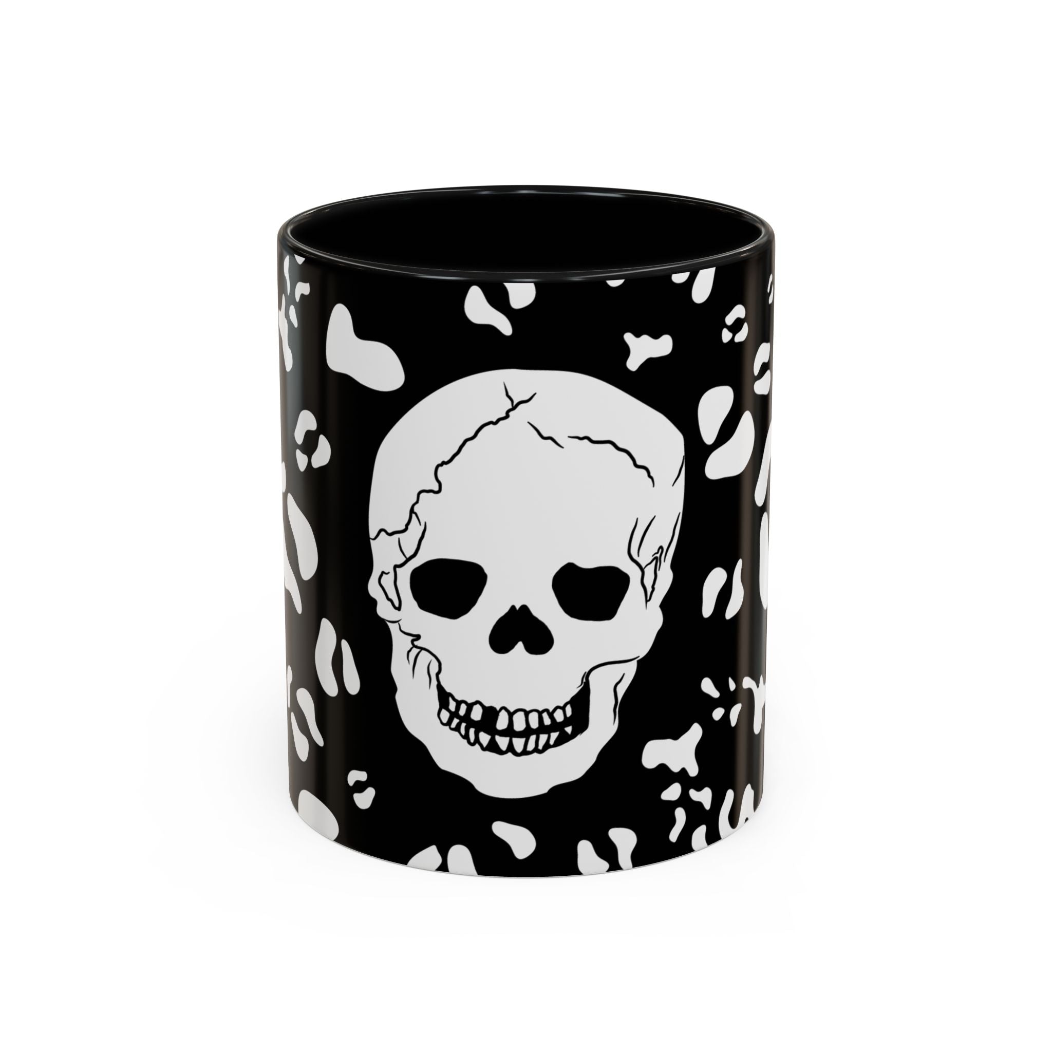 Mug - Fall Skull Alocasia Plant Pattern Hand Drawn Design