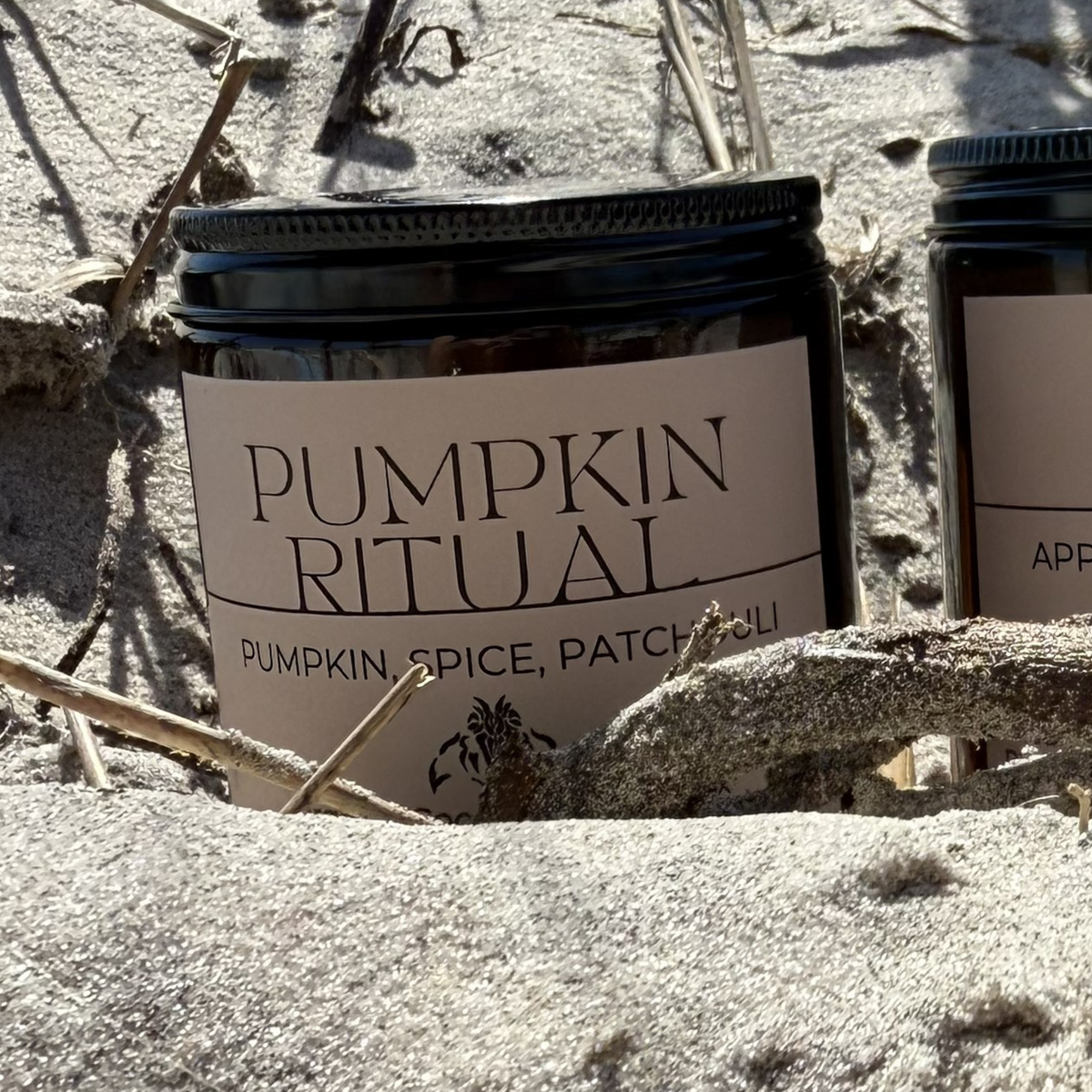 Pumpkin Ritual Clean Candle - with Spice, Patchouli (8 oz Amber Jar)
