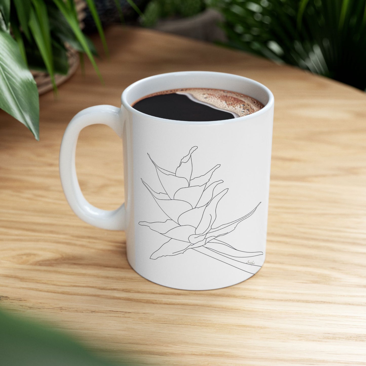 Botanical Drawing Bromeliad Ceramic Mug, (11oz)