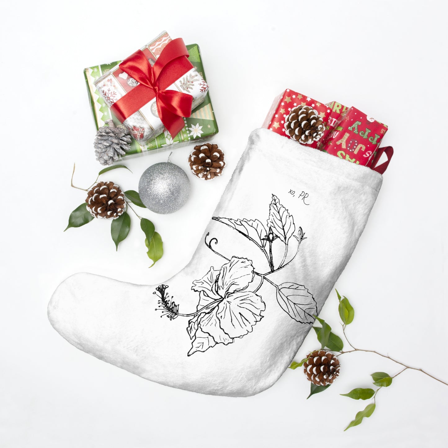 Island Holiday Floral Christmas Stockings