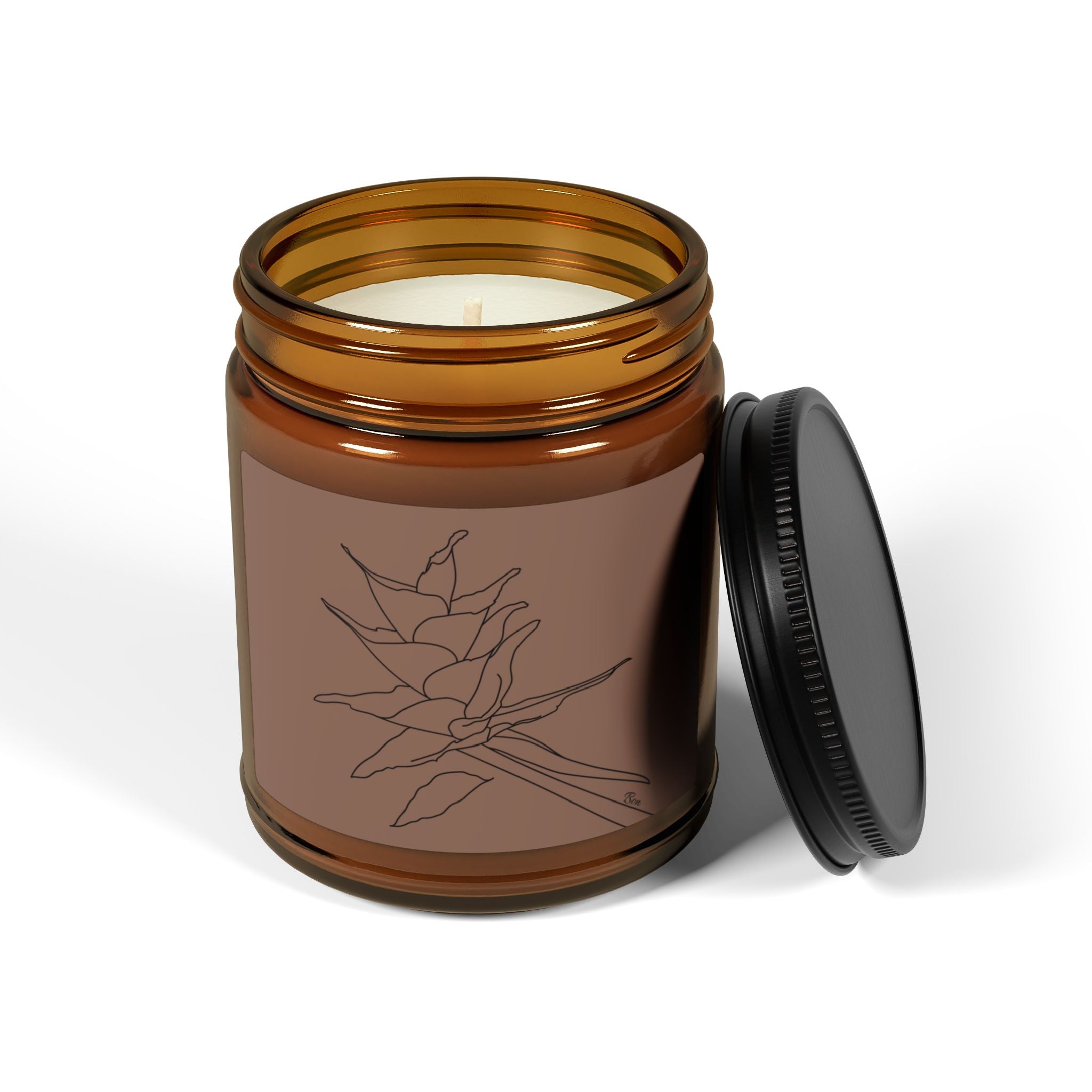 Non-toxic Scented Candle, Puerto Rico Bromeliad Botanical Art