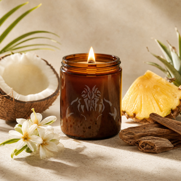 Coconut No.7 Clean Candle - Coconut Blossom, Pineapple, Cedar (8 oz Amber Jar)