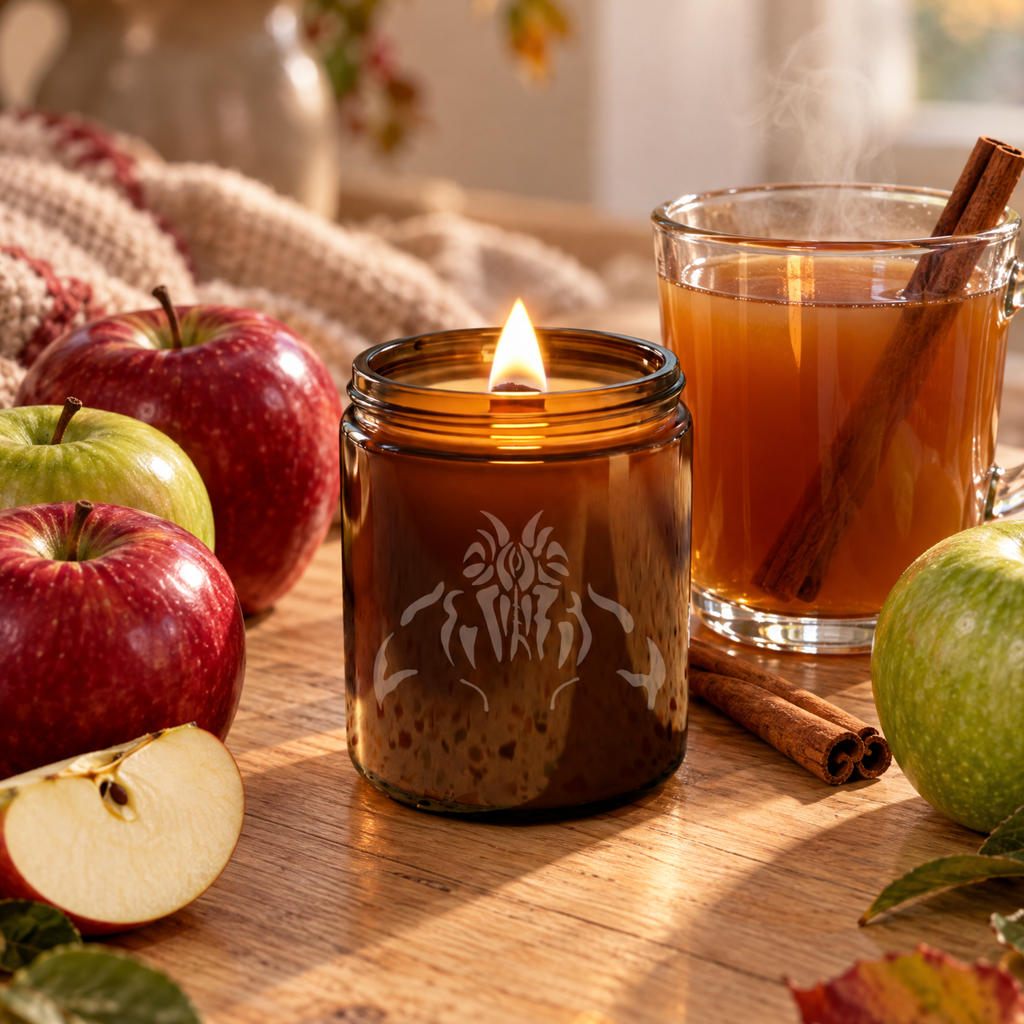 Spiced Cider Clean Candle - Apple, Cinnamon, Ginger (8 oz Amber Jar)