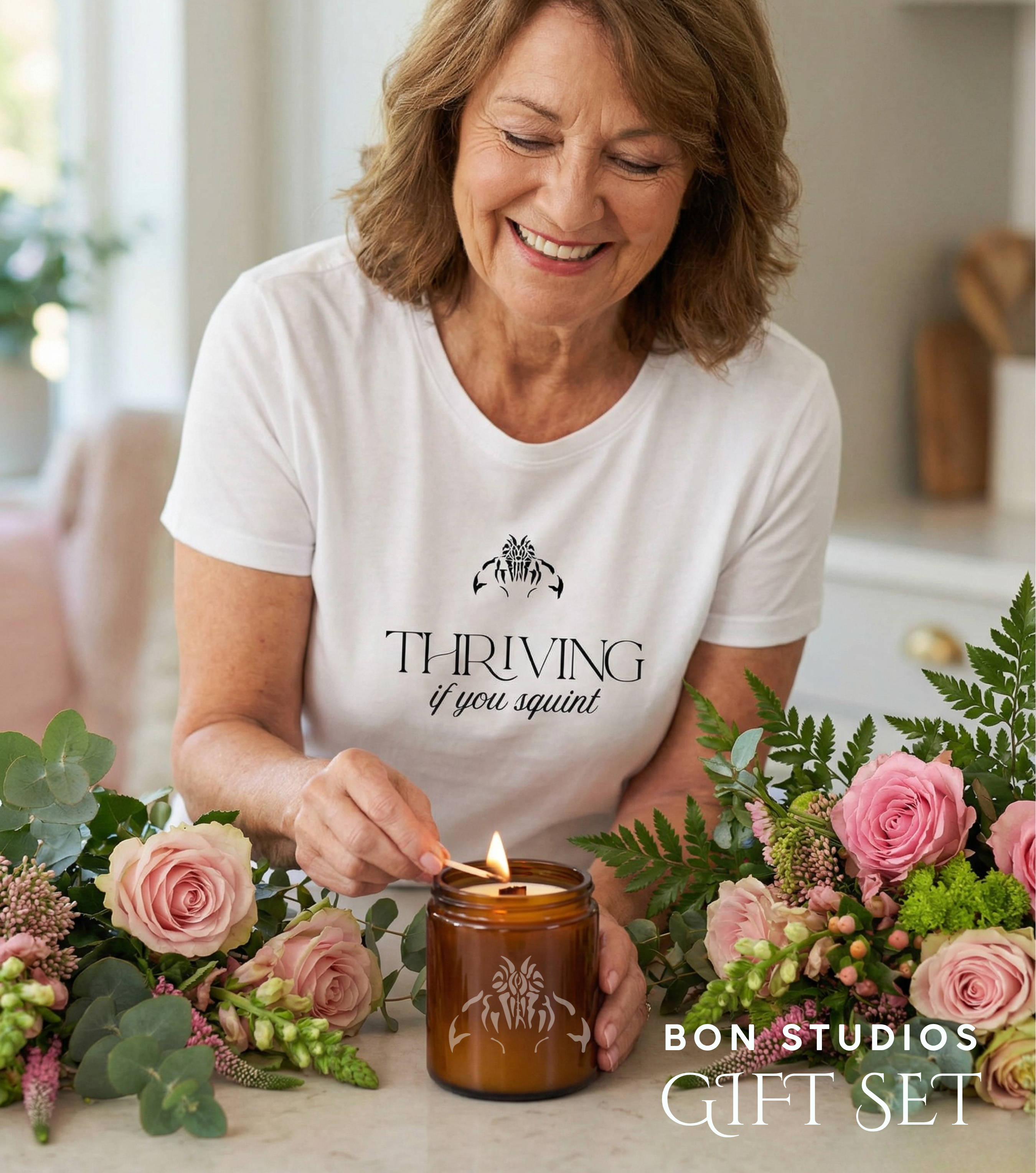 Thriving-ish Candle & Tee Set