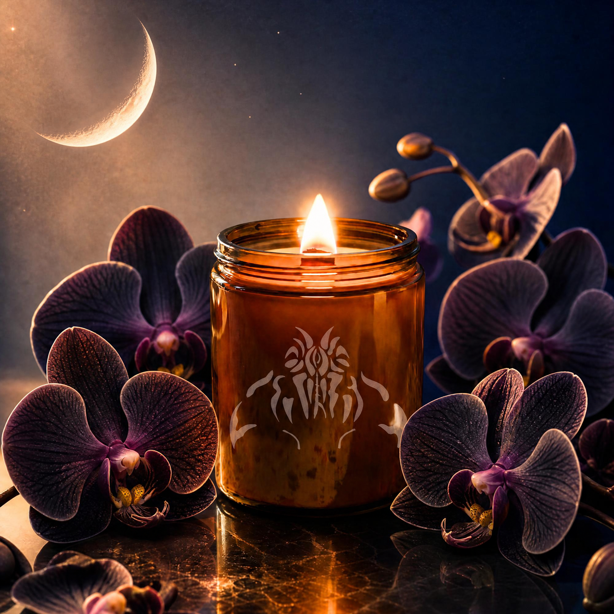 Midnight Orchid Clean Candle - Dark Orchid, Spice, Cedar (8 oz Amber Jar)