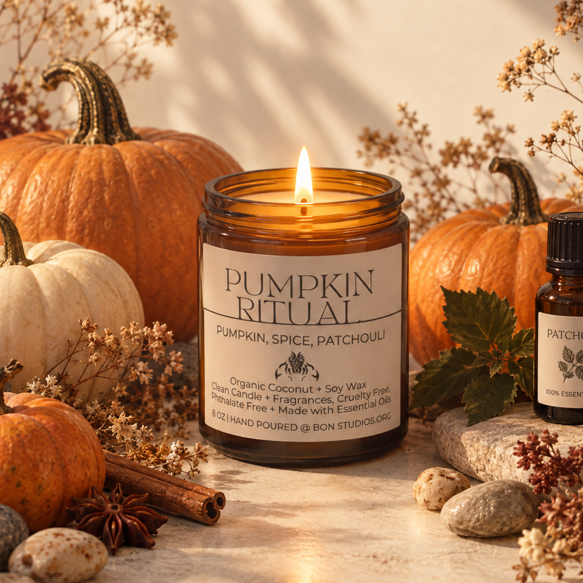 Pumpkin Clean Candle nontoxic, vegan plant based fall candle