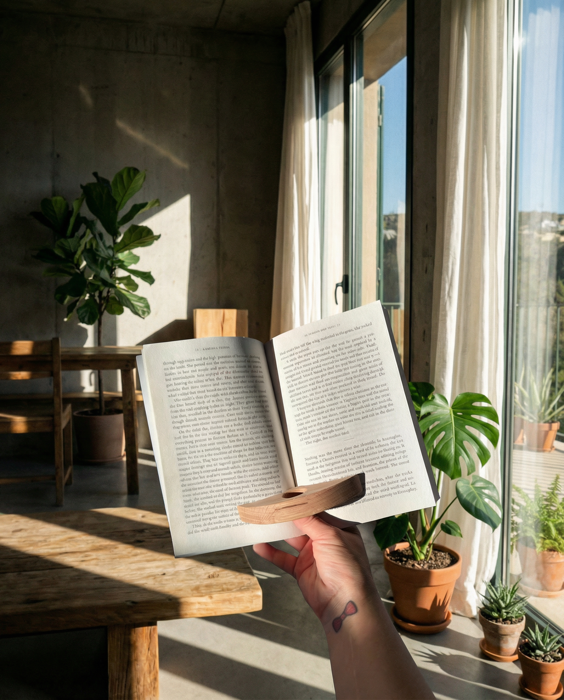Classic Thumb Book Page Holder, Wood