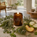 Changing Seasons Clean Candle - Eucalyptus, Pine, Juniper Berries, Moss (8 oz Amber Jar)