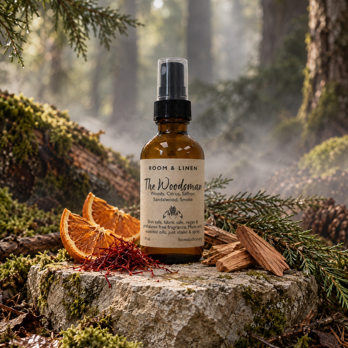 The Woodsman Clean Candle - Citrus, Saffron, Woody, Smokey Notes (8 oz Amber Jar)